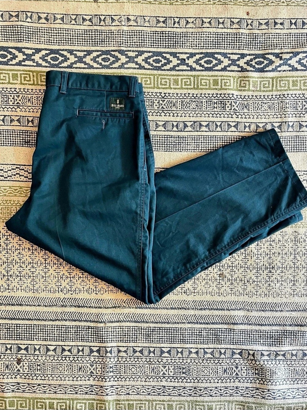 Classic Bill Blass Men's Pleated Pants 38x30 Teal Blue Cotton